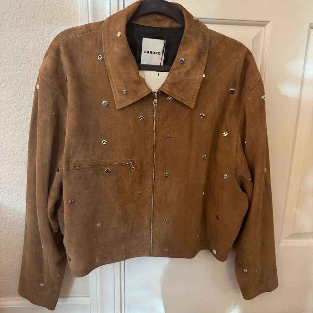 Sandro Suede Studded Jacket